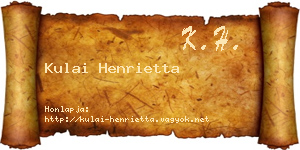 Kulai Henrietta névjegykártya